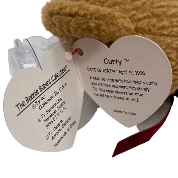 Vintage 1993 Ty Beanie Babies Curly the Bear w/ Errors Retired Great Condition - Picture 7 of 7
